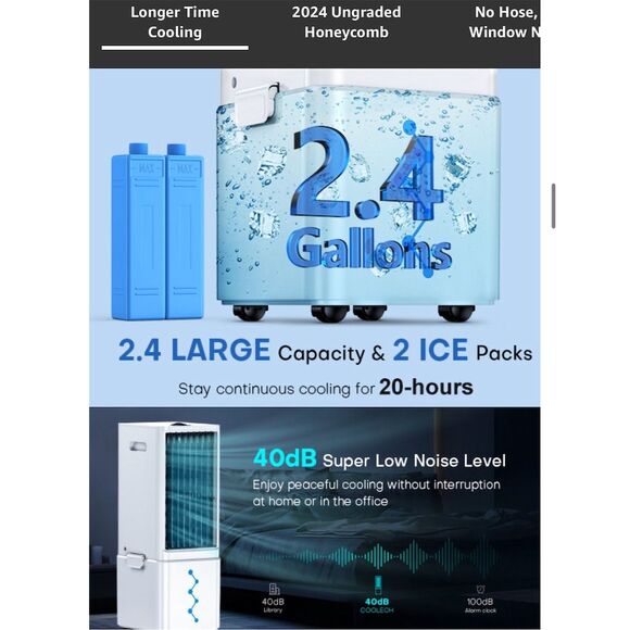 COOLECH 3-IN-1 Portable Evaporative Air Cooler with Remote Control - Picture 6 of 11